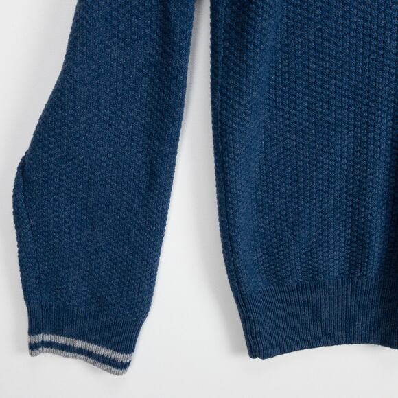 Jos. A. Bank Merino Wool Shawl Collar Sweater Men’s XL Slim Fit Navy Ribbed Knit - Picture 6 of 12